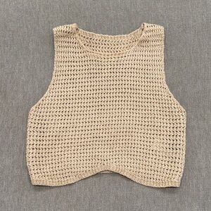 Women's Crochet Knit Crop Top - Beige